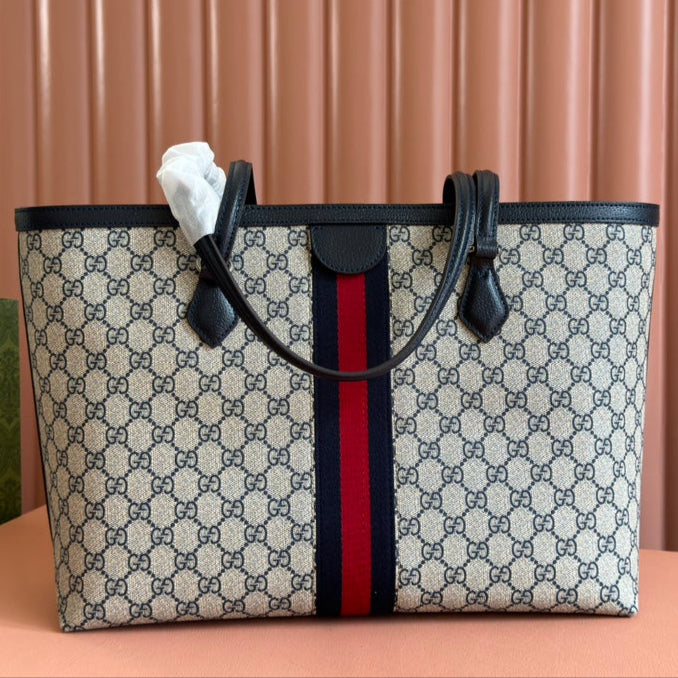 Gucci Ophidia 38cm Bag Ebony Black Leather Canvas 244456 mysite