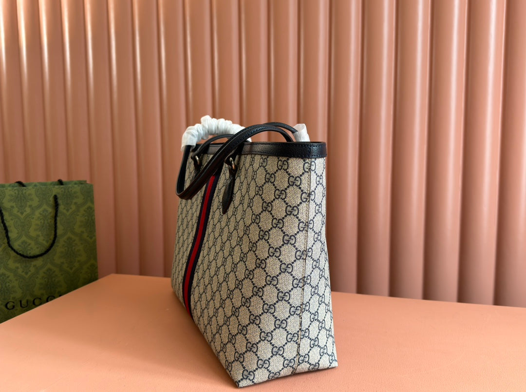 Gucci Ophidia 38cm Bag Ebony Black Leather Canvas 244456 mysite