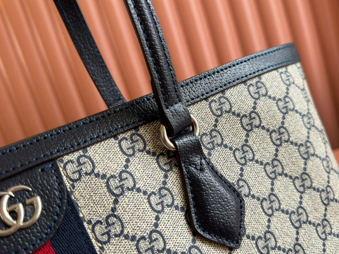 Gucci Ophidia 38cm Bag Ebony Black Leather Canvas 244456 mysite