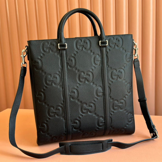 Gucci Medium Bag 42cm Black Embossed Leather 248521 mysite