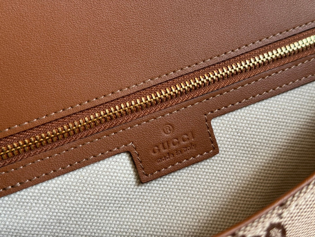 Gucci Blondie 32 Bag Brown Beige Leather Canvas 239899 mysite