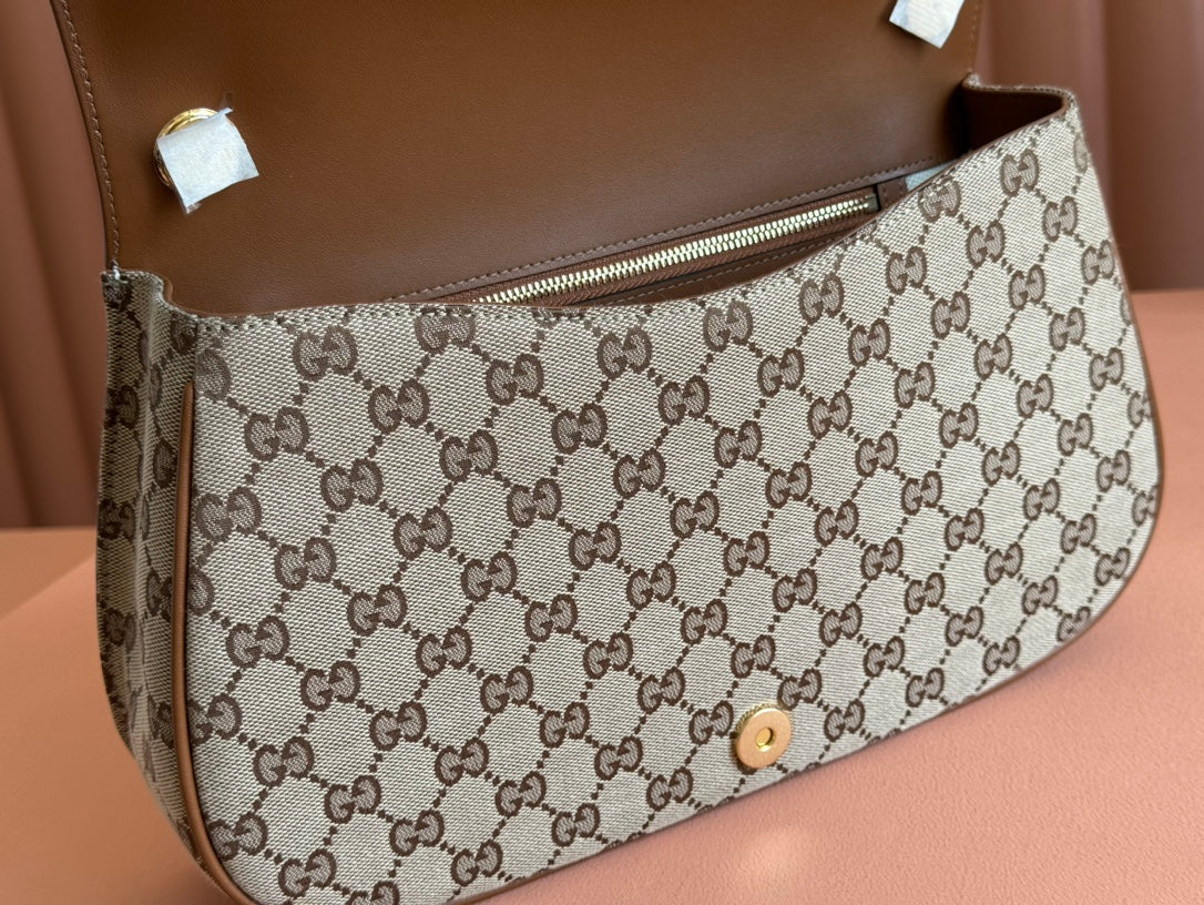 Gucci Blondie 32 Bag Brown Beige Leather Canvas 239899 mysite