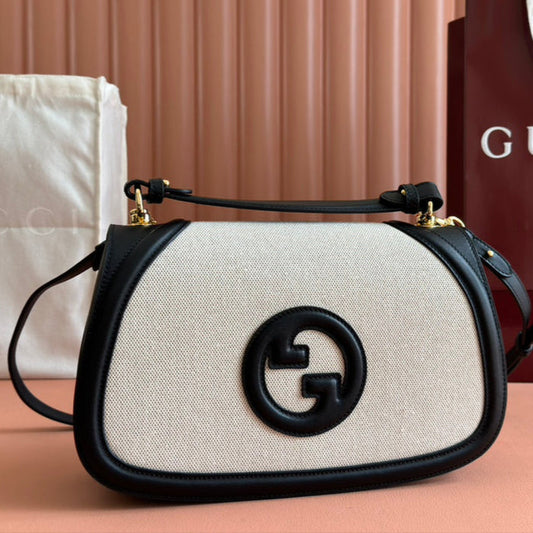 Gucci Blondie 32 Bag Black White Leather Canvas 239898 mysite