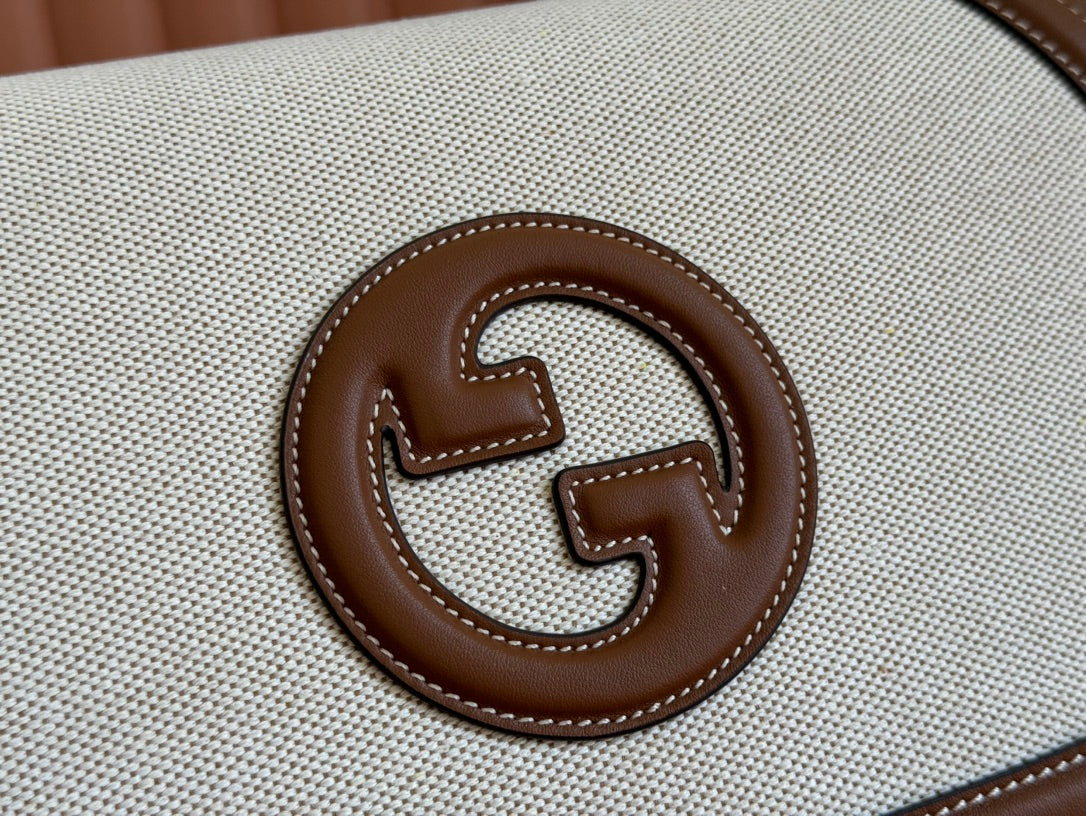 Gucci Blondie 32 Bag Brown White Leather Canvas 239897 mysite