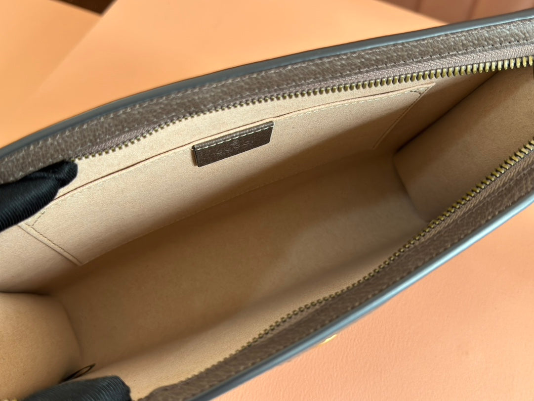 Gucci Ophidia 27cm Clutch Ebony Brown Canvas Leather 239914 mysite