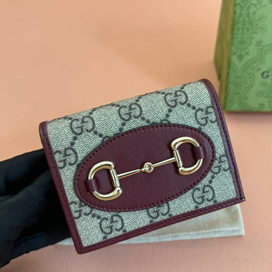 Gucci Horsebit 1995 Wallet Beige mix Rosso Ancora red Canvas 244277 mysite