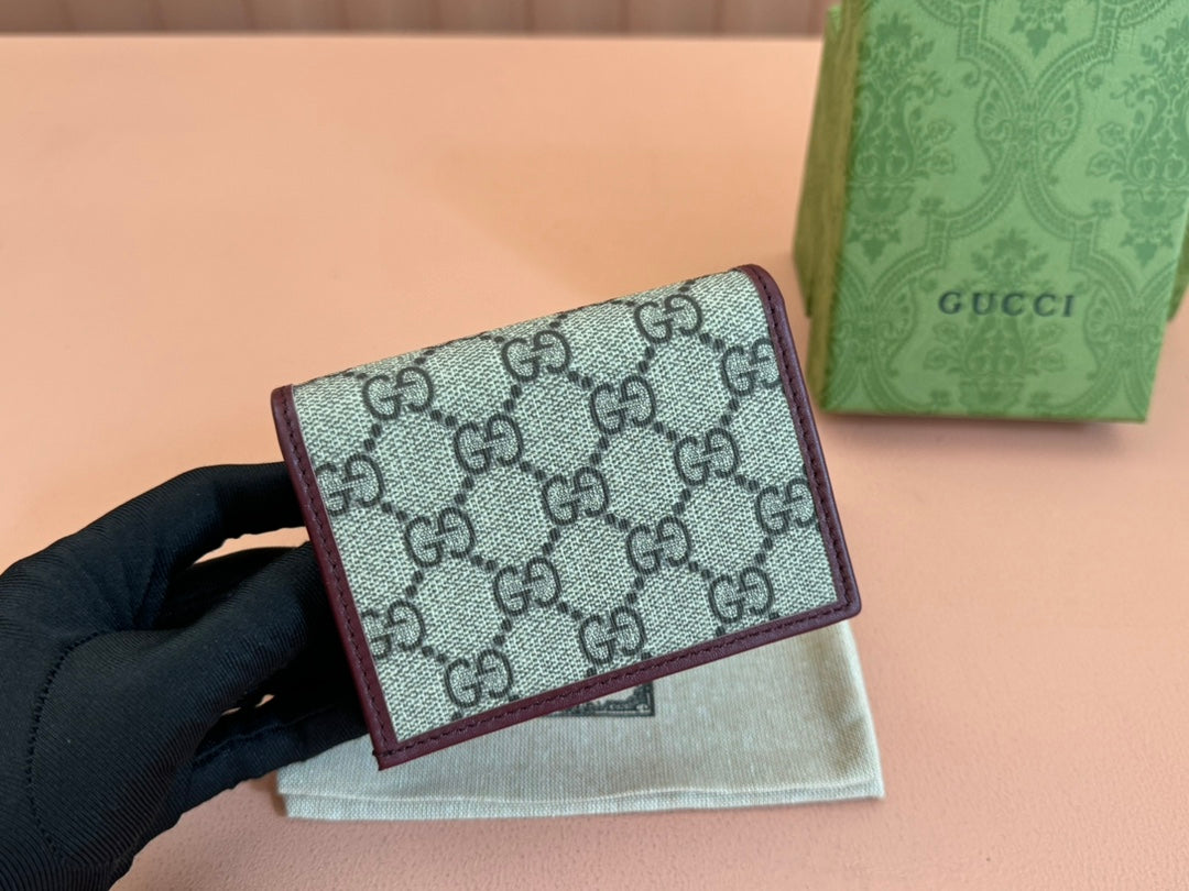 Gucci Horsebit 1995 Wallet Beige mix Rosso Ancora red Canvas 244277 mysite