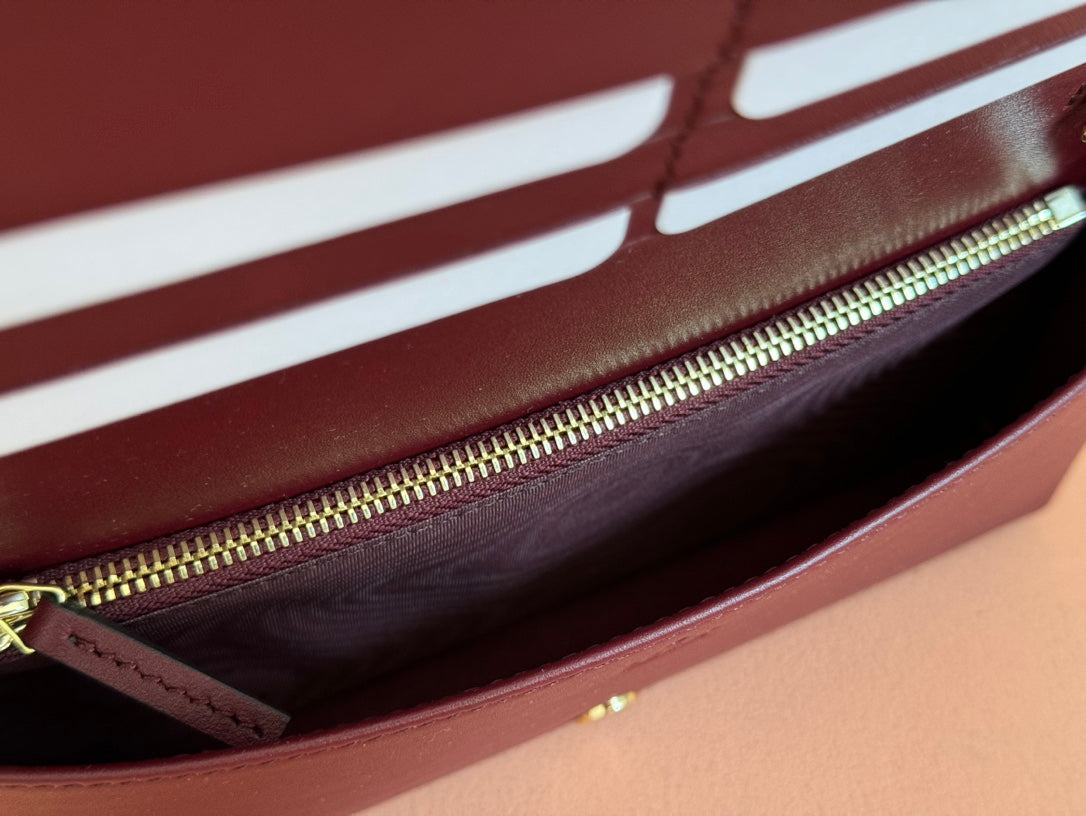 Gucci Horsebit 1995 Chain Wallet Beige mix Rosso Ancora red Canvas 244278 mysite