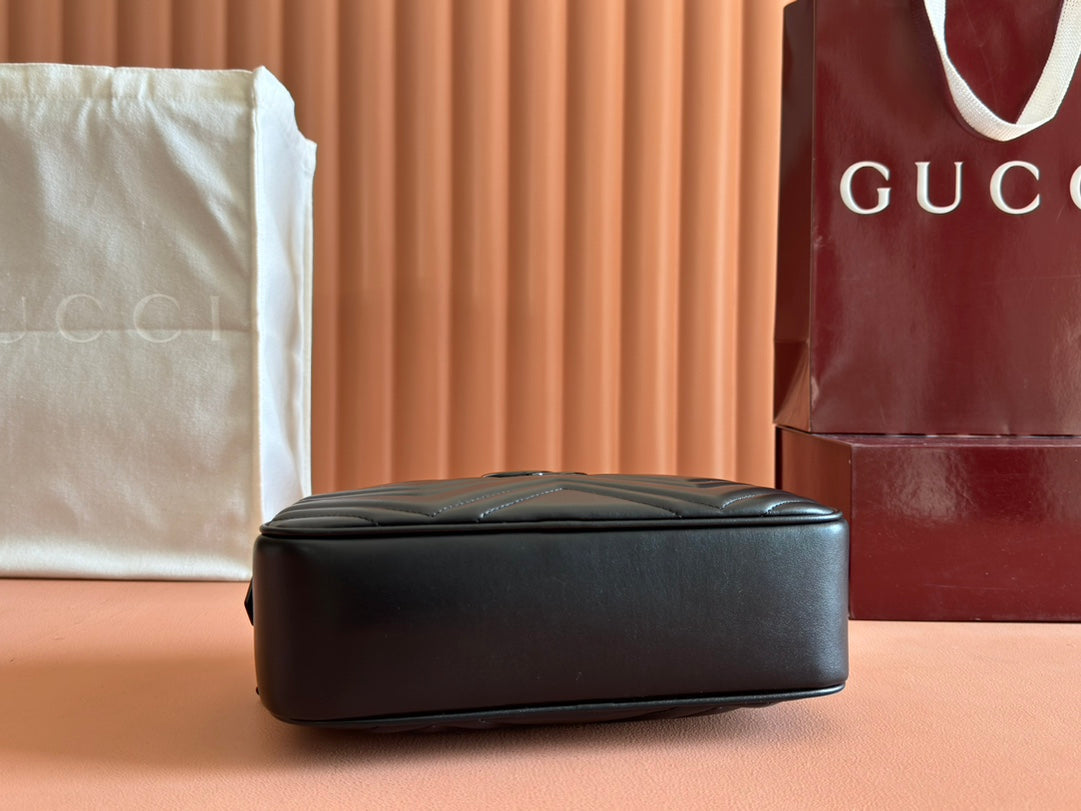 Gucci GG Marmont 24 Bag All Black Calfskin 248345 mysite