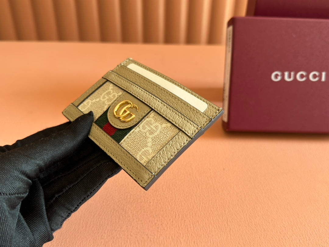 Gucci Ophidia Card Holder Wallet Beige Canvas Leather 239963 mysite