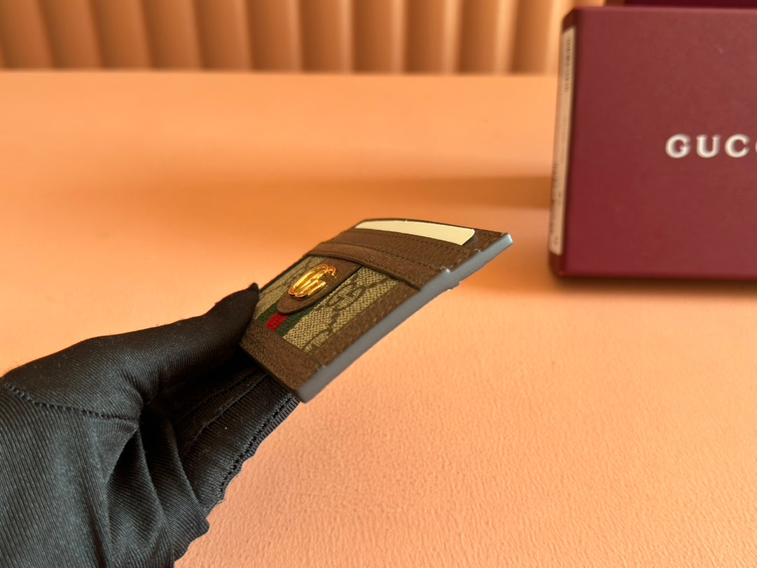 Gucci Ophidia Card Holder Wallet Brown Ebony Canvas Leather 239965 mysite