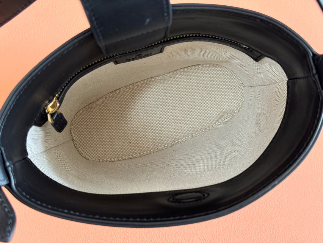 Gucci 73 Mini Bucket Bag Black White Leather Canvas 239679 mysite