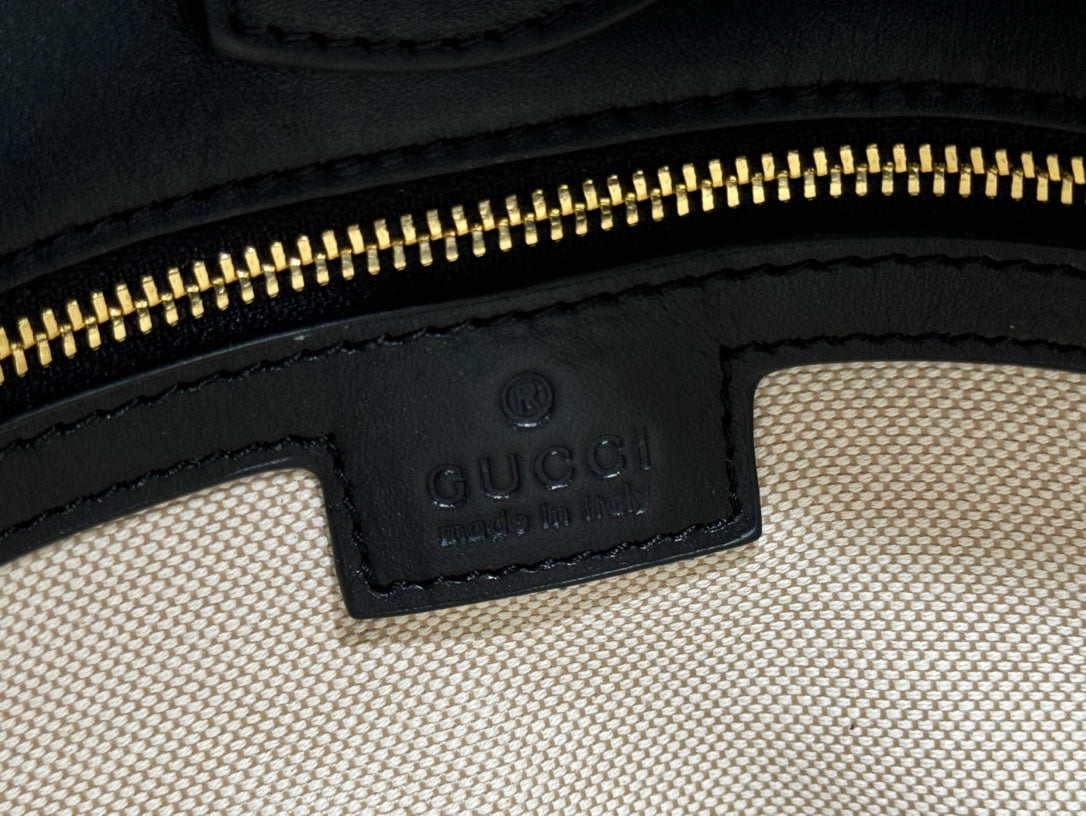 Gucci 73 Mini Bucket Bag Black White Leather Canvas 239679 mysite