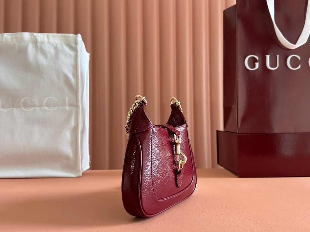 Gucci Jackie Notte Bag Rosso Ancora Red Patent Leather 248415 mysite