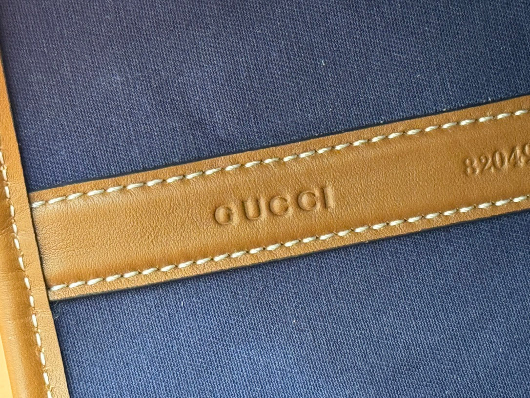 Gucci Totissima 22cm Tote Bag Blue mix Brown Denim Leather 248432 mysite