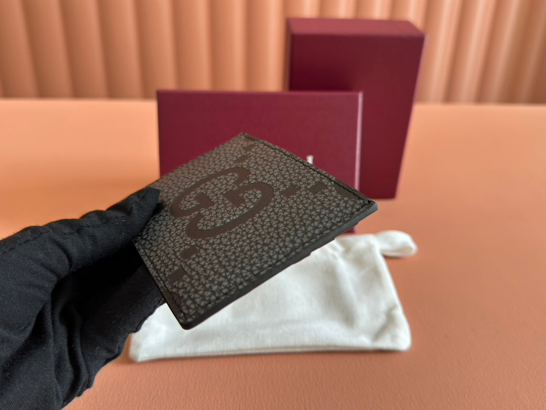 Gucci Card Wallet Grey mix Black Leather 248421 mysite