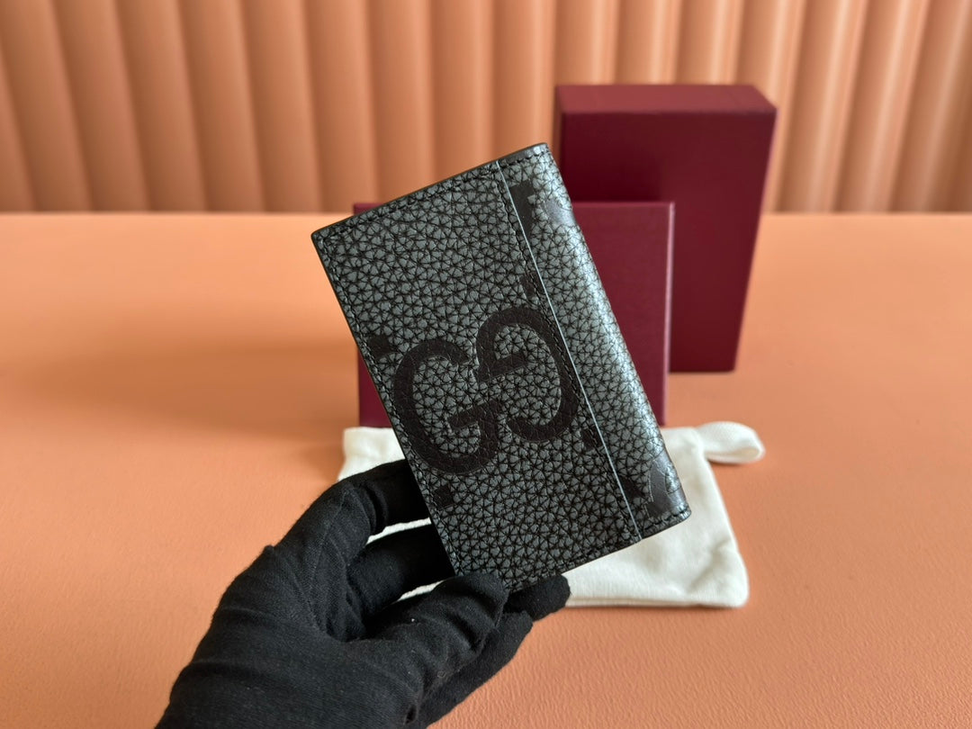 Gucci Long Card Wallet Grey mix Black Leather 248422 mysite