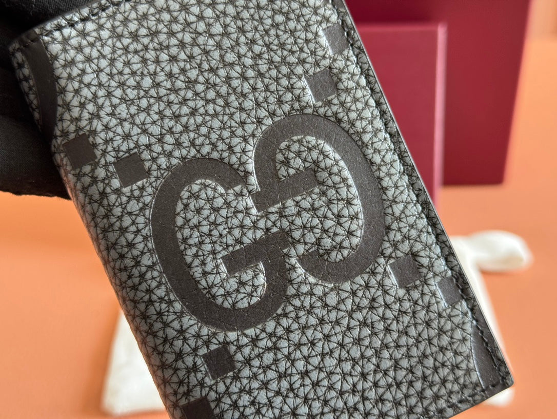 Gucci Long Card Wallet Grey mix Black Leather 248422 mysite