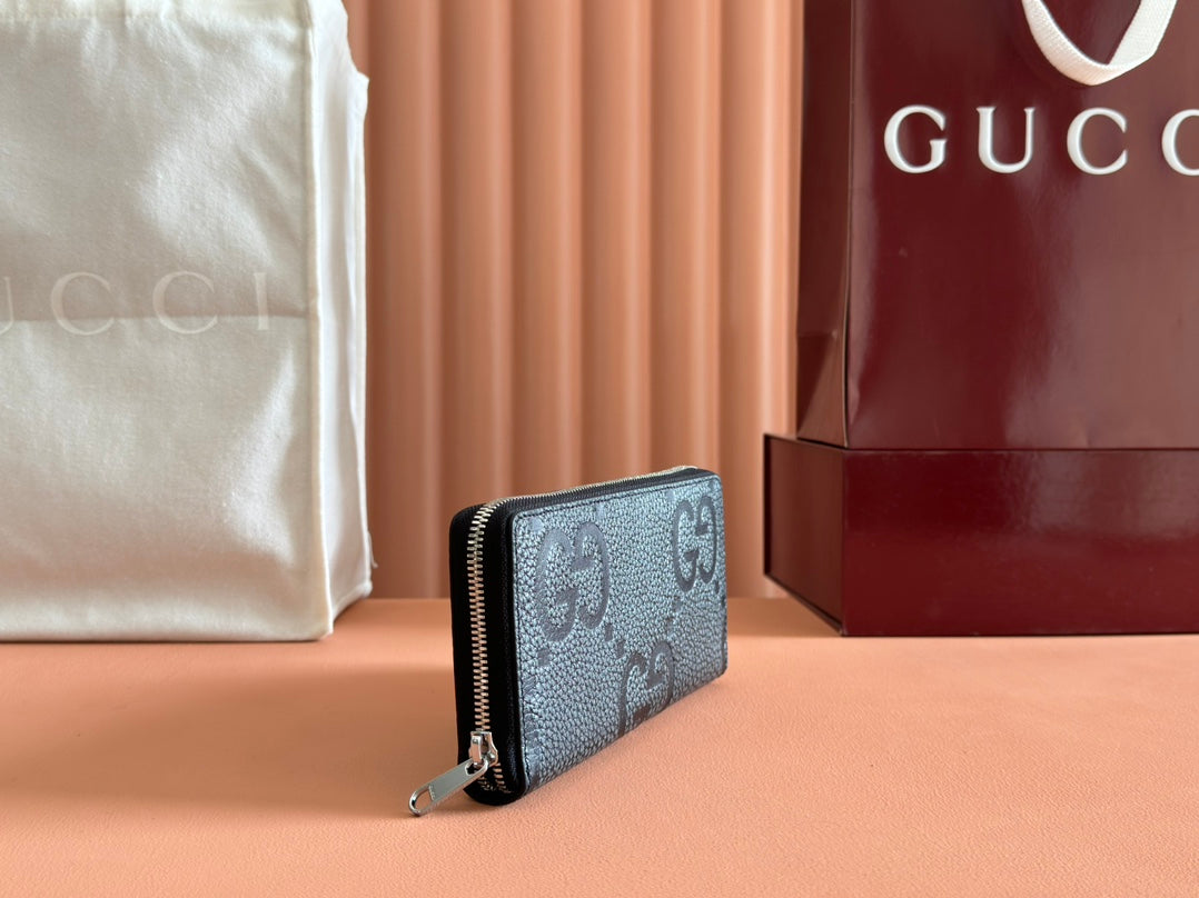 Gucci Long Wallet Grey mix Black Leather 248424 mysite