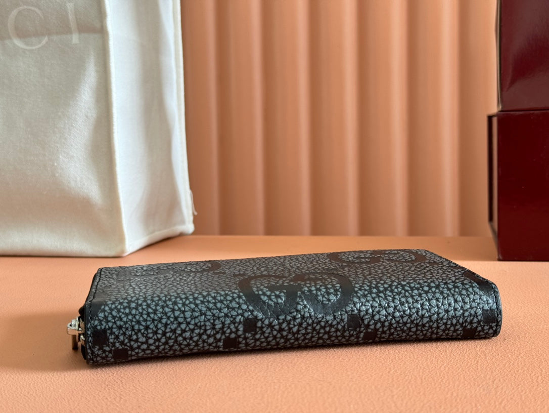 Gucci Long Wallet Grey mix Black Leather 248424 mysite