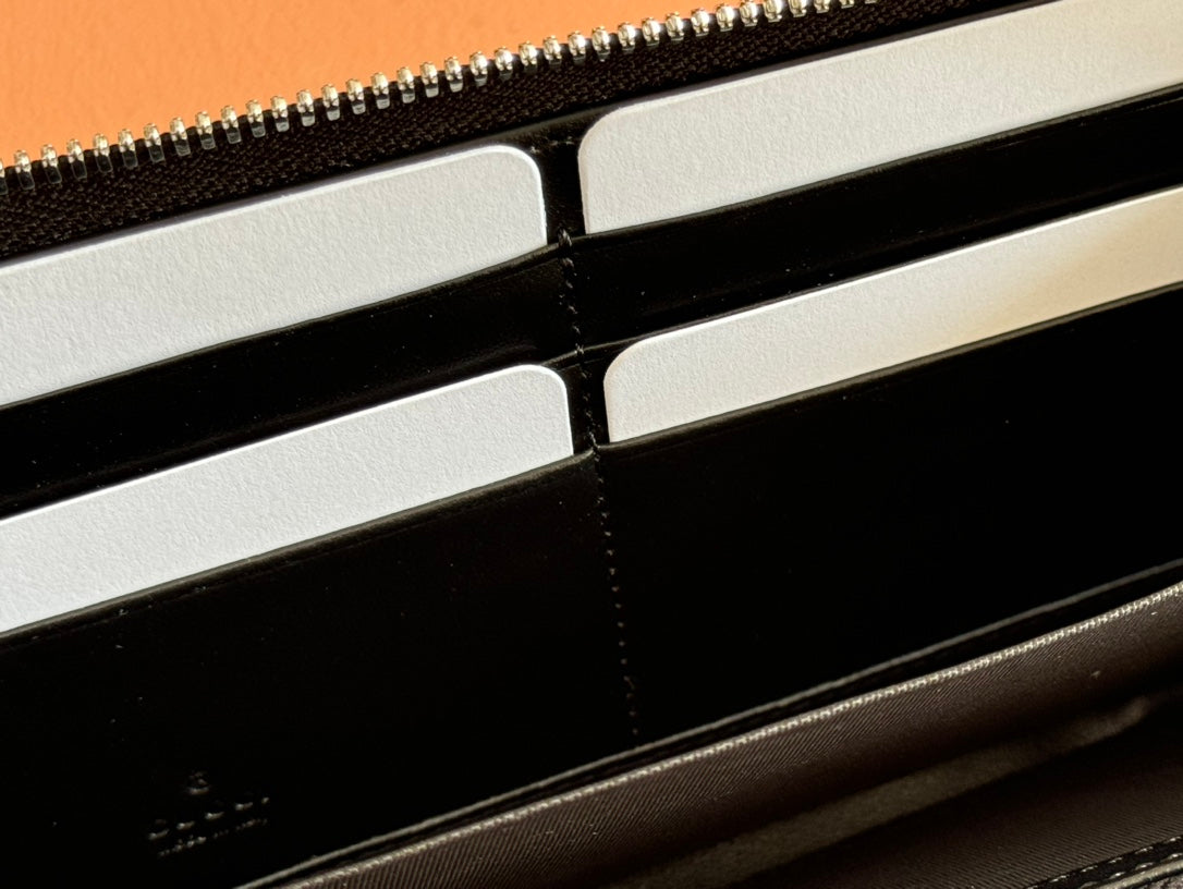 Gucci Long Wallet Grey mix Black Leather 248424 mysite