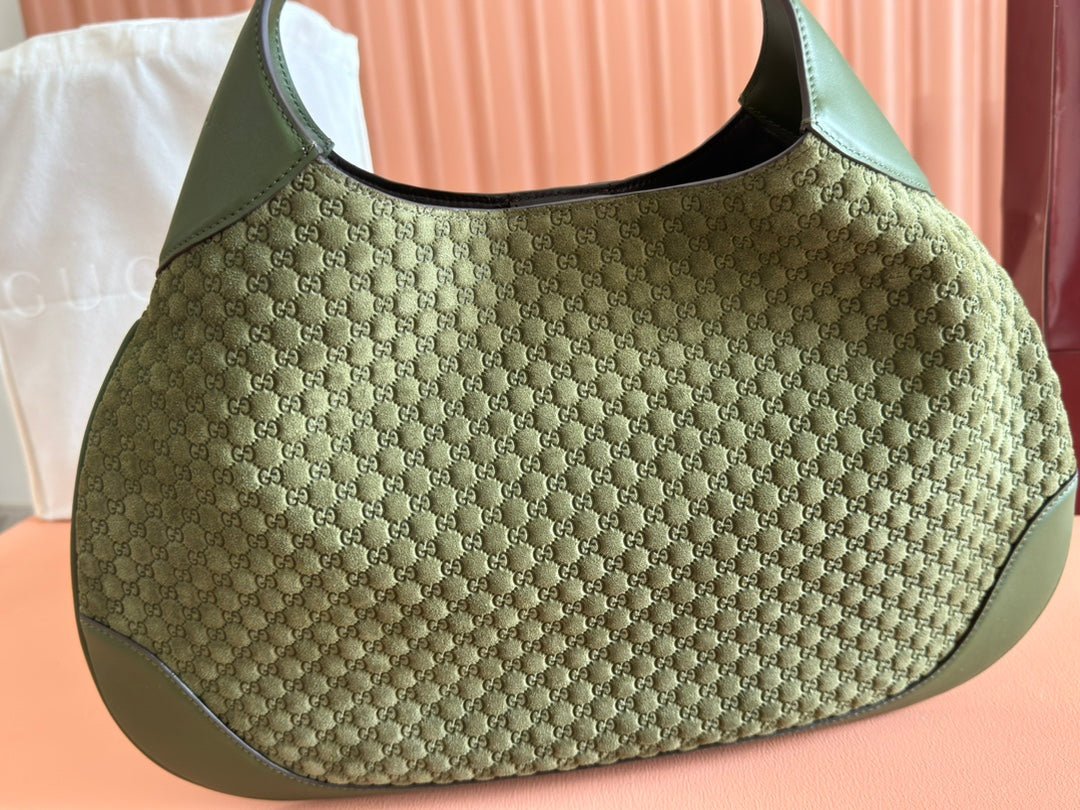 Gucci Body Double Lock Handbag Green Velvet Embossed Leather 244511 mysite