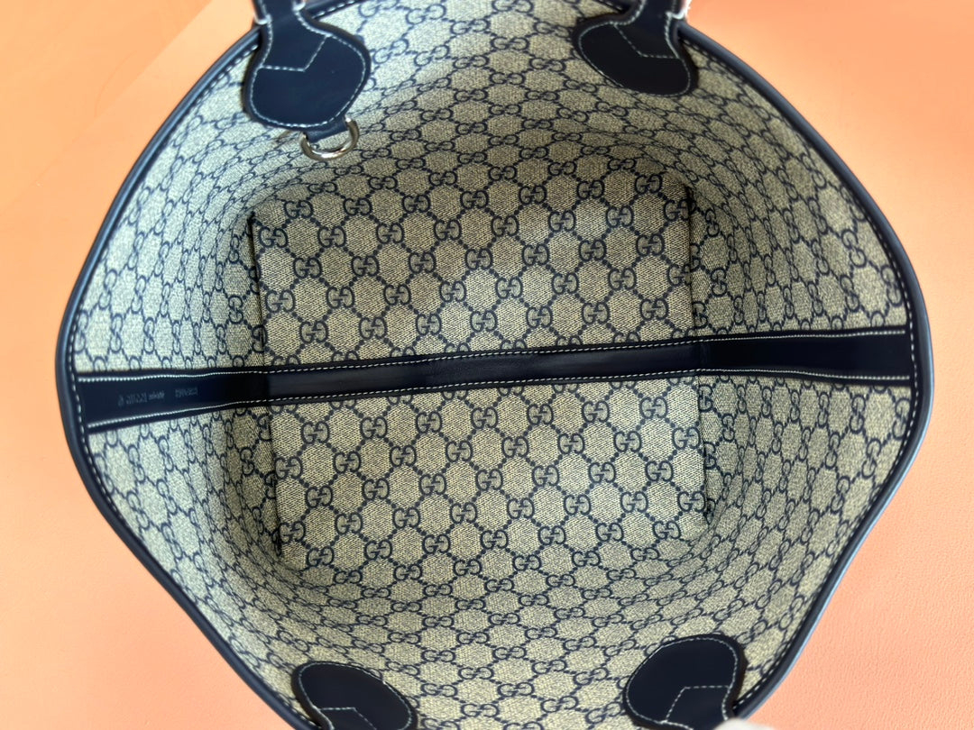 Gucci Totissima Tote Bag Dark Blue Denim Leather mysite