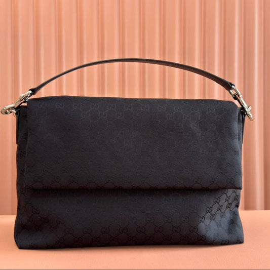 Gucci 36cm Bag Black Canvas Leather 248456