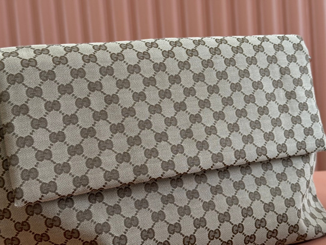 Gucci 36cm Bag Beige Brown mix Black Canvas Leather 248455 mysite