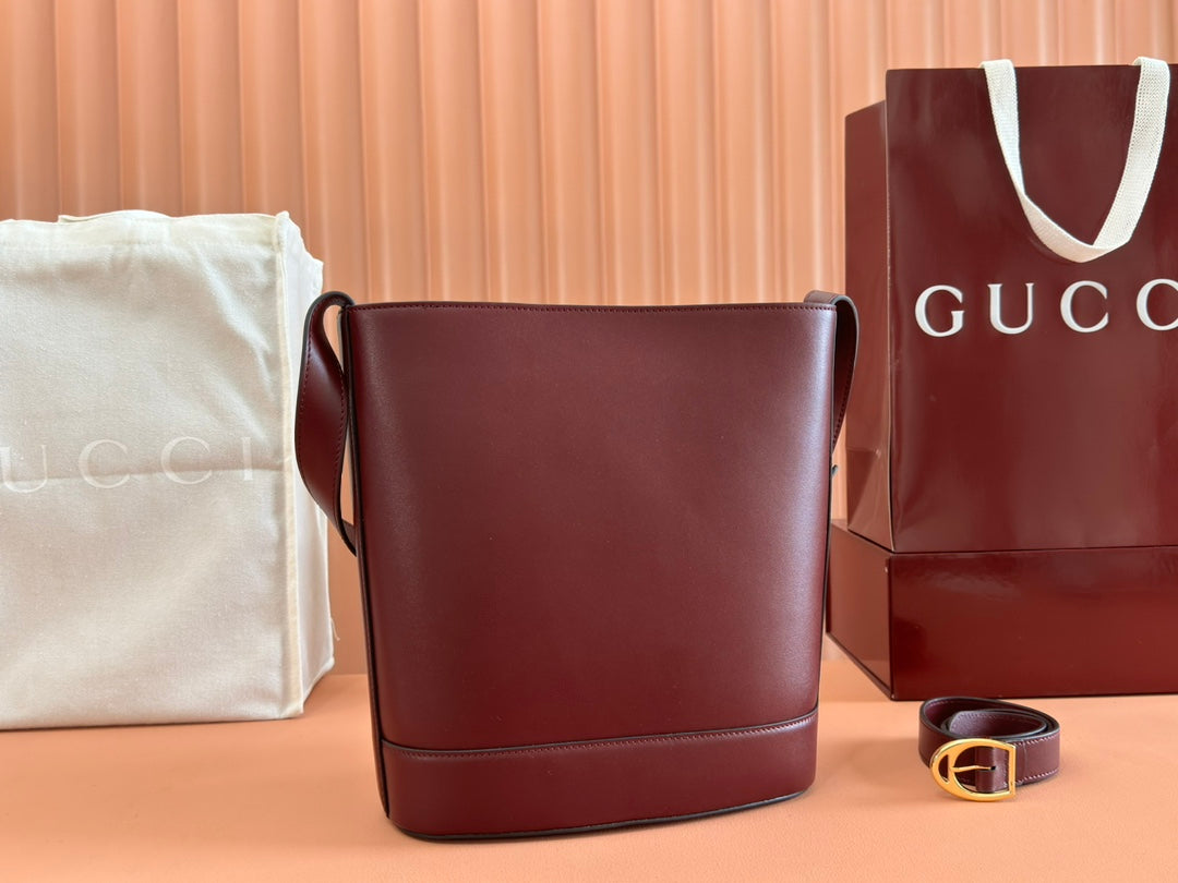 Gucci 73 Mini 27.5cm Bucket Bag Rosso Ancora red Smooth Leather 244435 mysite