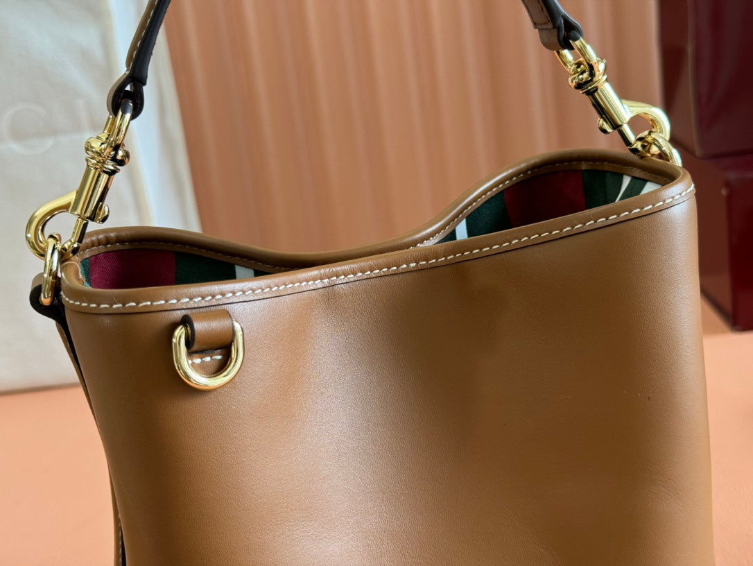 Gucci Emblem Mini Bucket Bag Brown Calfskin 244426 mysite