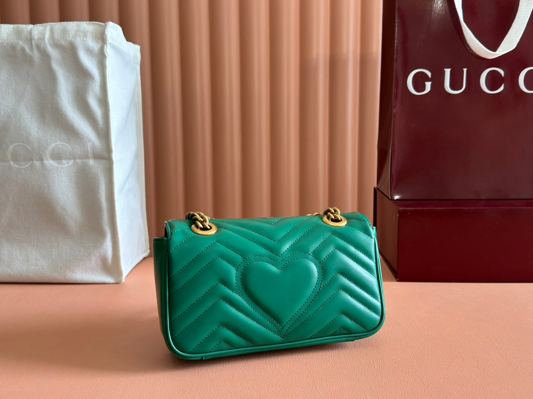 Gucci GG Marmont 22 Bag Green Calfskin Gold Hardware 248371 mysite