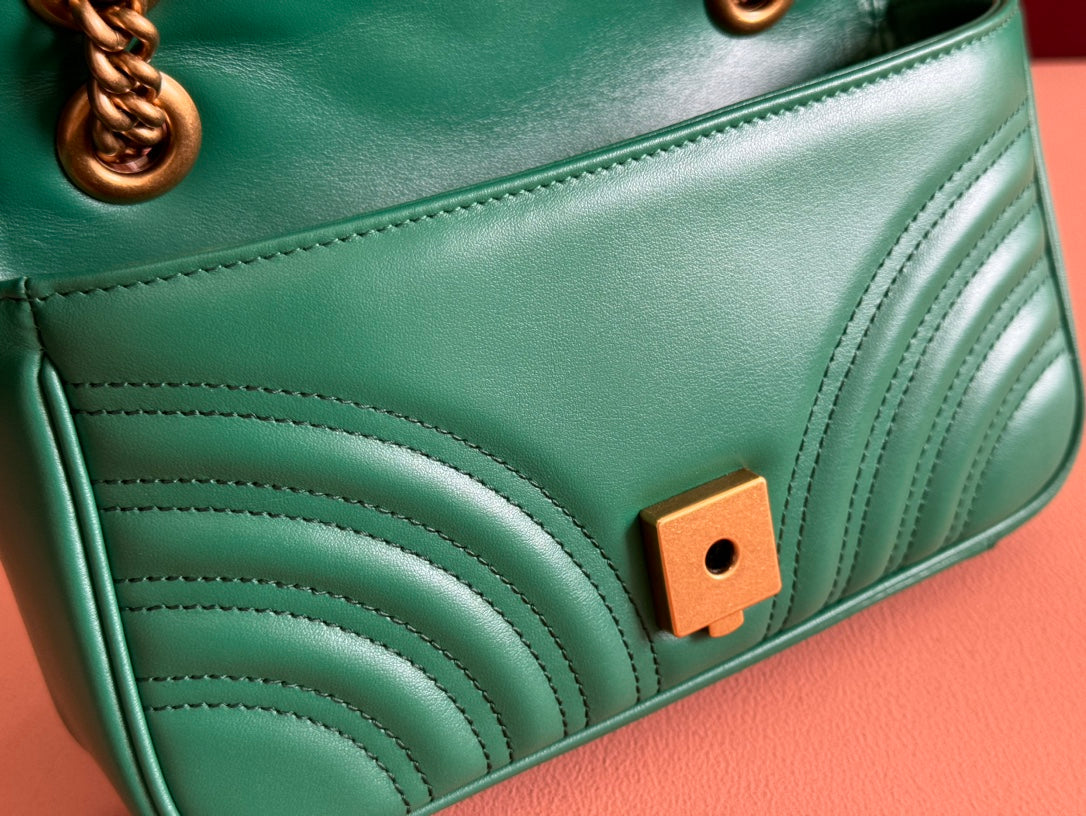 Gucci GG Marmont 22 Bag Green Calfskin Gold Hardware 248371 mysite