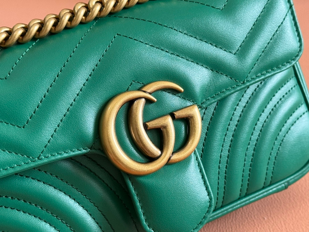 Gucci GG Marmont 22 Bag Green Calfskin Gold Hardware 248371 mysite