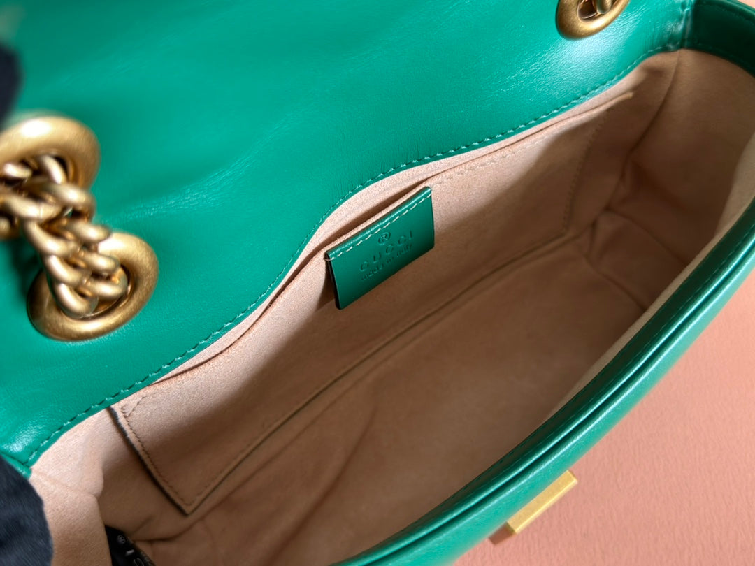 Gucci GG Marmont 22 Bag Green Calfskin Gold Hardware 248371 mysite