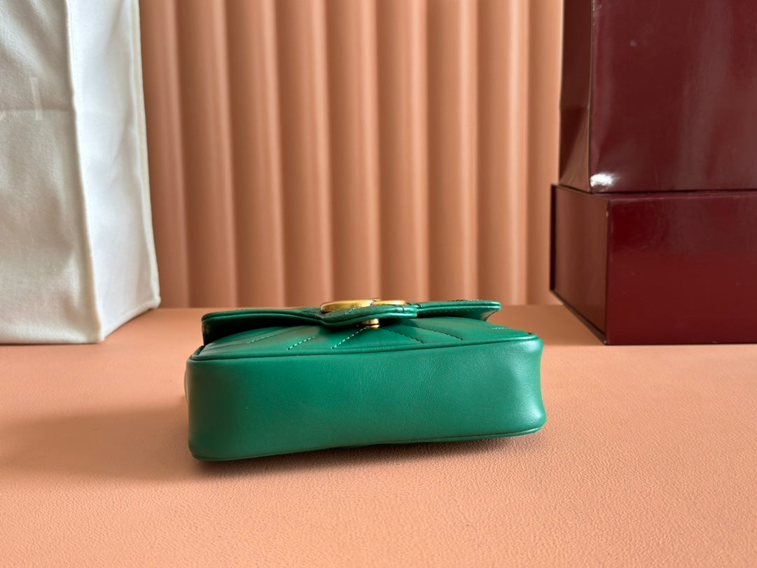 Gucci GG Marmont 16.5 Bag Green Calfskin 248372 mysite