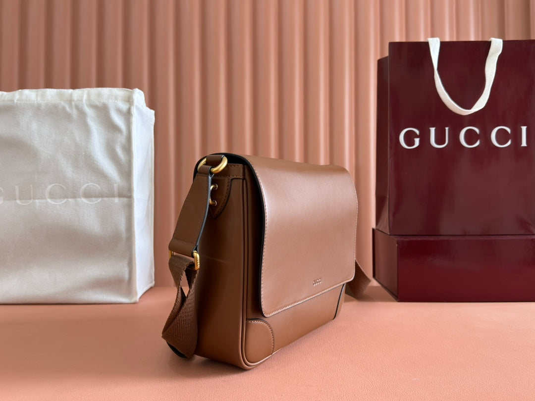 Gucci Emblem Crossbody Bag Brown Calfskin 248360 mysite