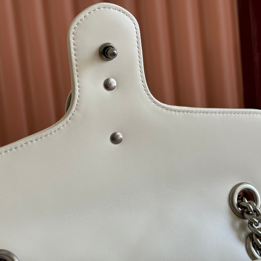 Gucci GG Marmont 26 Bag with Silver Hardware White Calfskin 248240 mysite