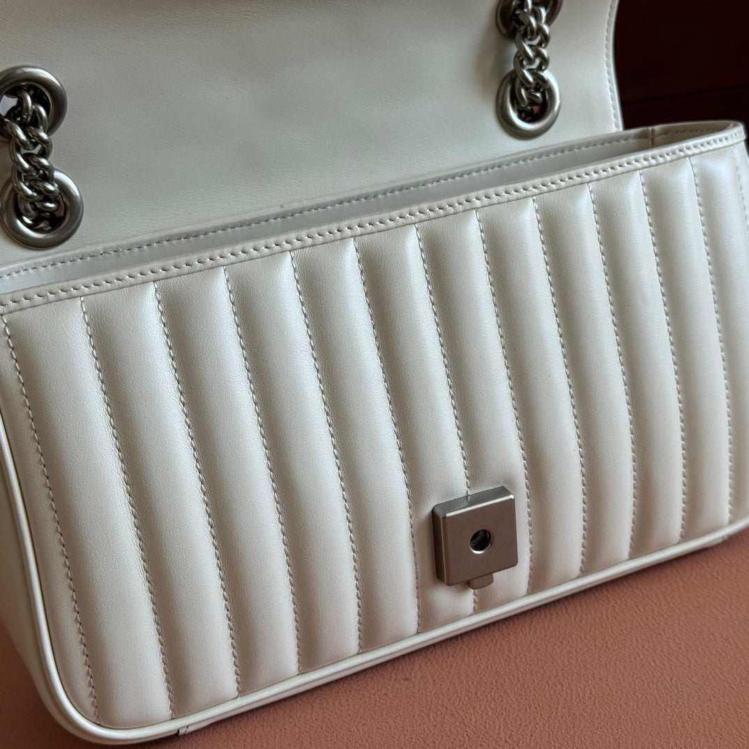 Gucci GG Marmont 26 Bag with Silver Hardware White Calfskin 248240 mysite