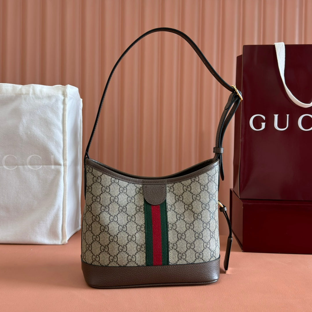 Gucci Ophidia 23cm Bag Ebony Brown Canvas Leather 248270 mysite