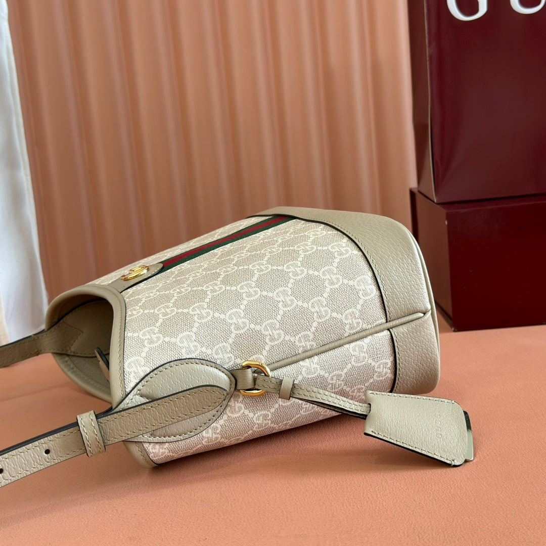 Gucci Ophidia 23cm Bag Beige White Canvas Leather 248271 mysite