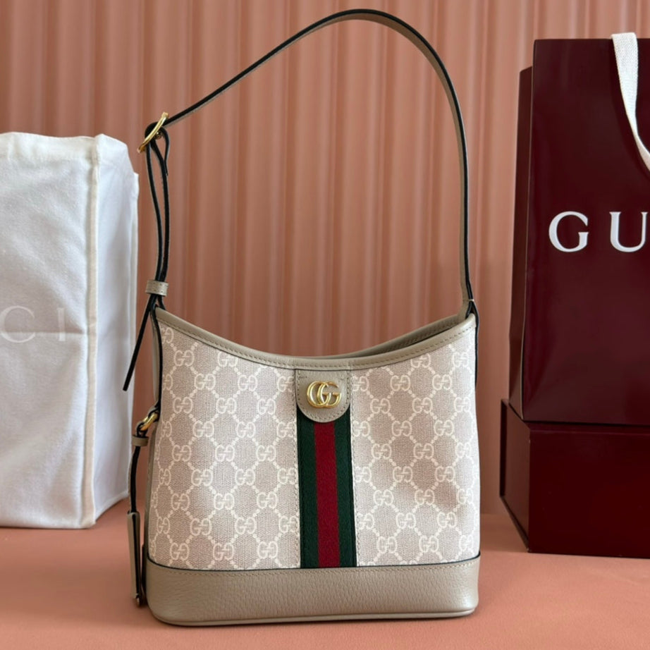 Gucci Ophidia 23cm Bag Beige White Canvas Leather 248271 mysite