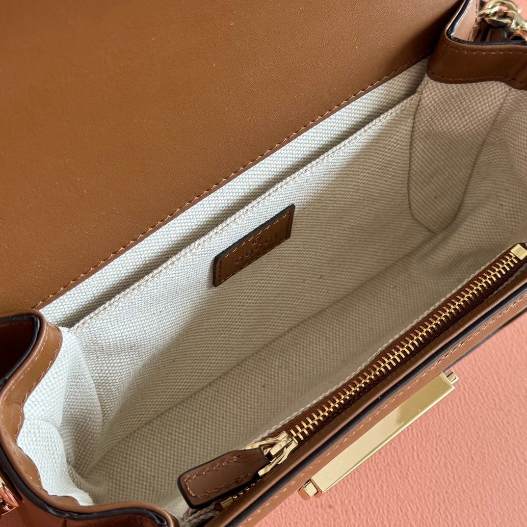 Gucci GO Small Shoulder Bag Brown mix Ebony Leather Canvas 248115 mysite