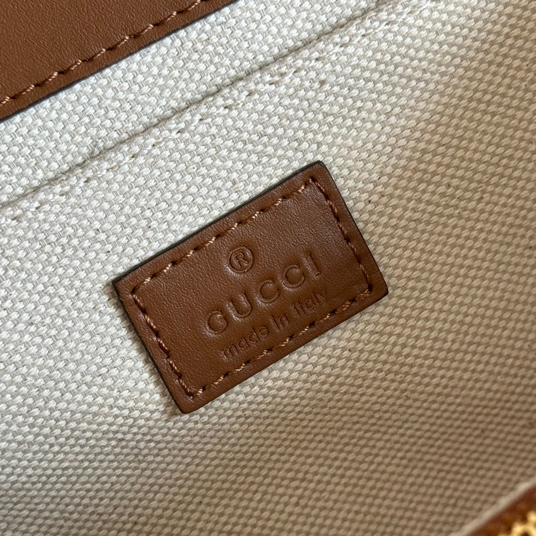 Gucci GO Small Shoulder Bag Brown mix Ebony Leather Canvas 248115 mysite