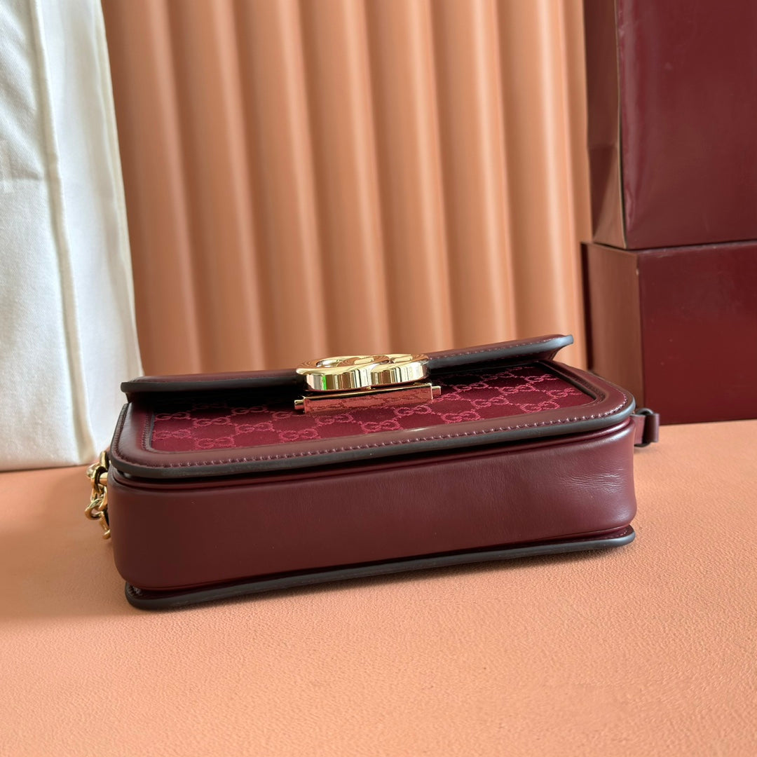 Gucci GO Small Shoulder Bag Burgundy Leather Canvas 248114 mysite