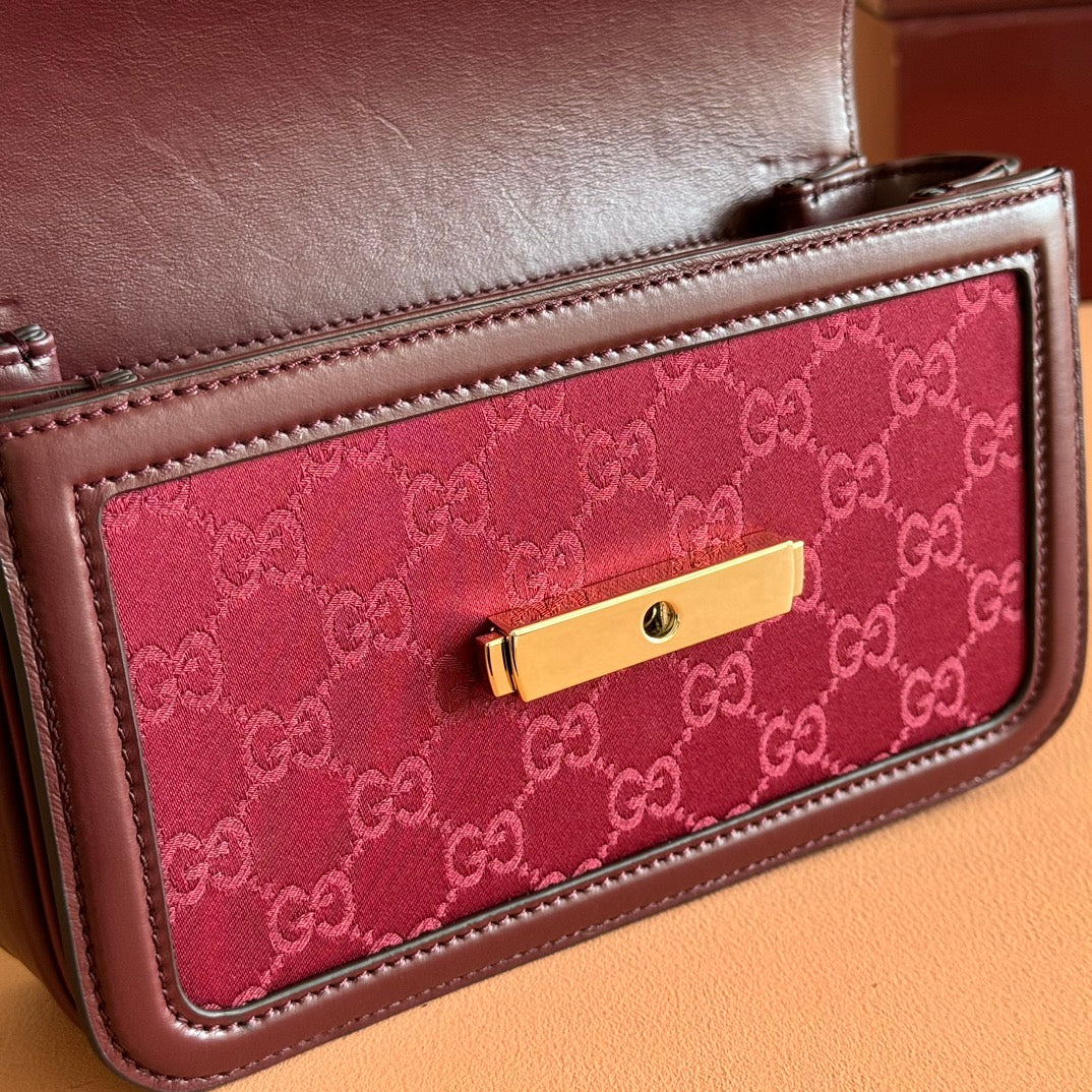 Gucci GO Small Shoulder Bag Burgundy Leather Canvas 248114 mysite