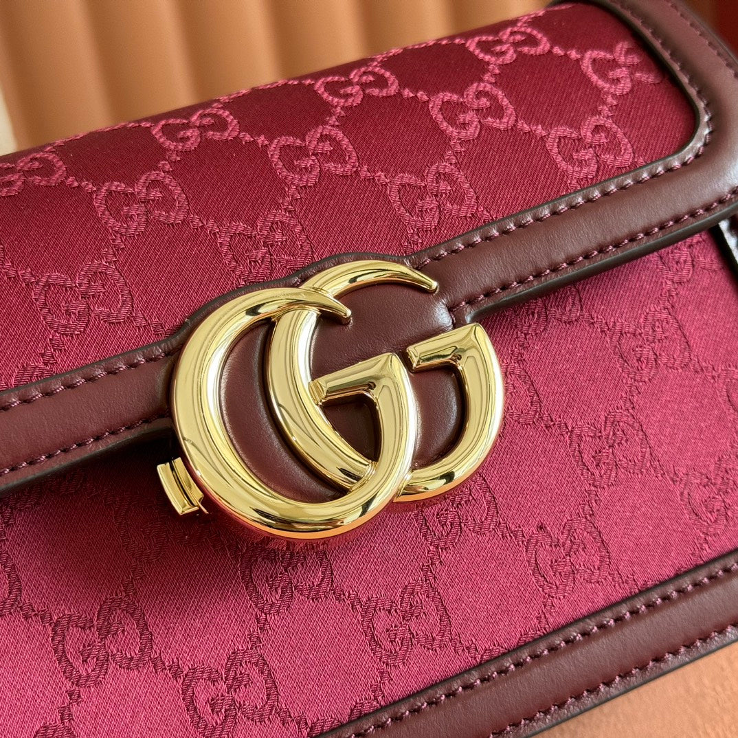 Gucci GO Small Shoulder Bag Burgundy Leather Canvas 248114 mysite
