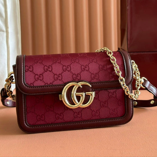 Gucci GO Small Shoulder Bag Burgundy Leather Canvas 248114 mysite