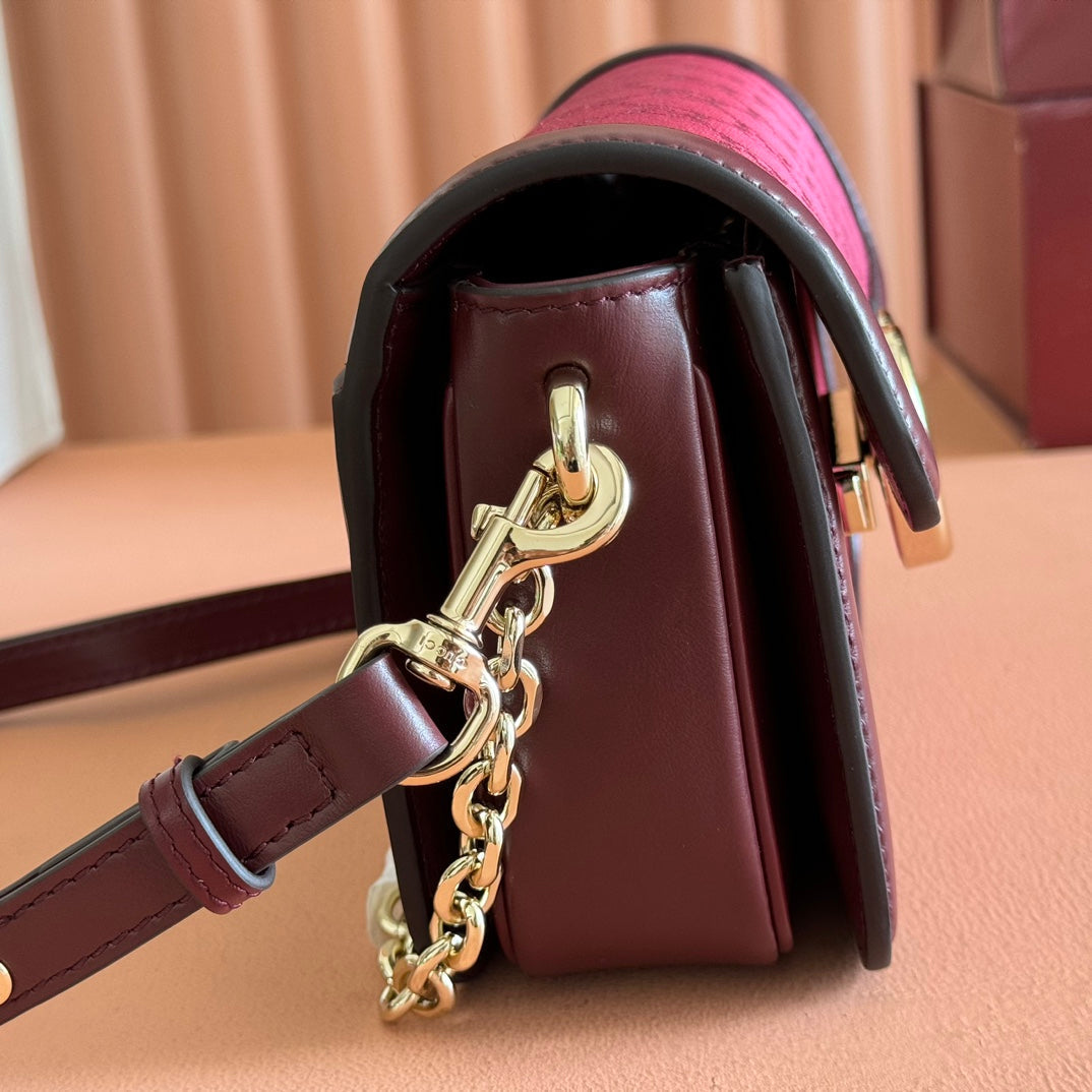 Gucci GO Small Shoulder Bag Burgundy Leather Canvas 248114 mysite