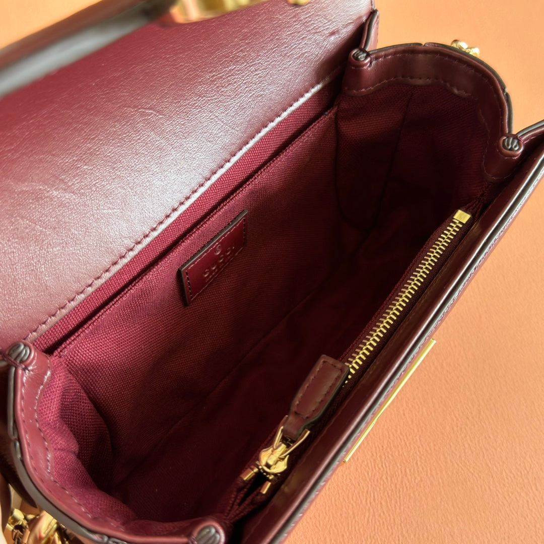 Gucci GO Small Shoulder Bag Burgundy Leather Canvas 248114 mysite